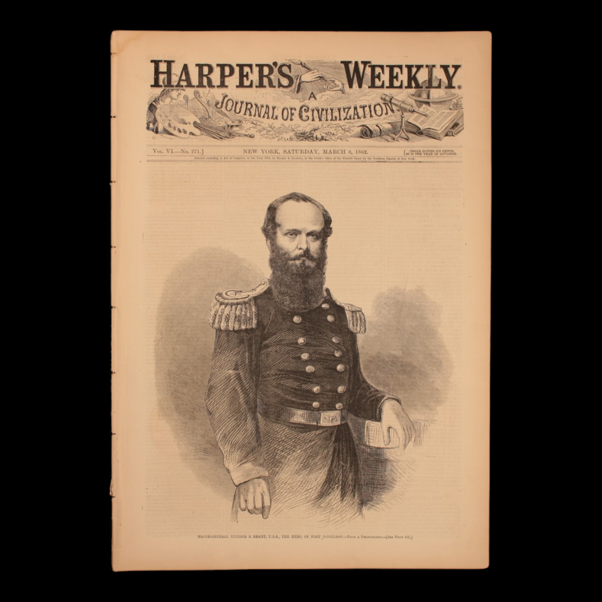 Harper's Weekly — Ulysses S. Grant Cover, Battle of Fort Donelson Engraving