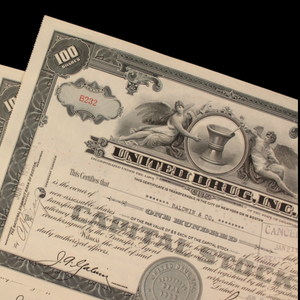 United Drug, Inc. Stock Certificate - 1930s - Pharmacy Chain