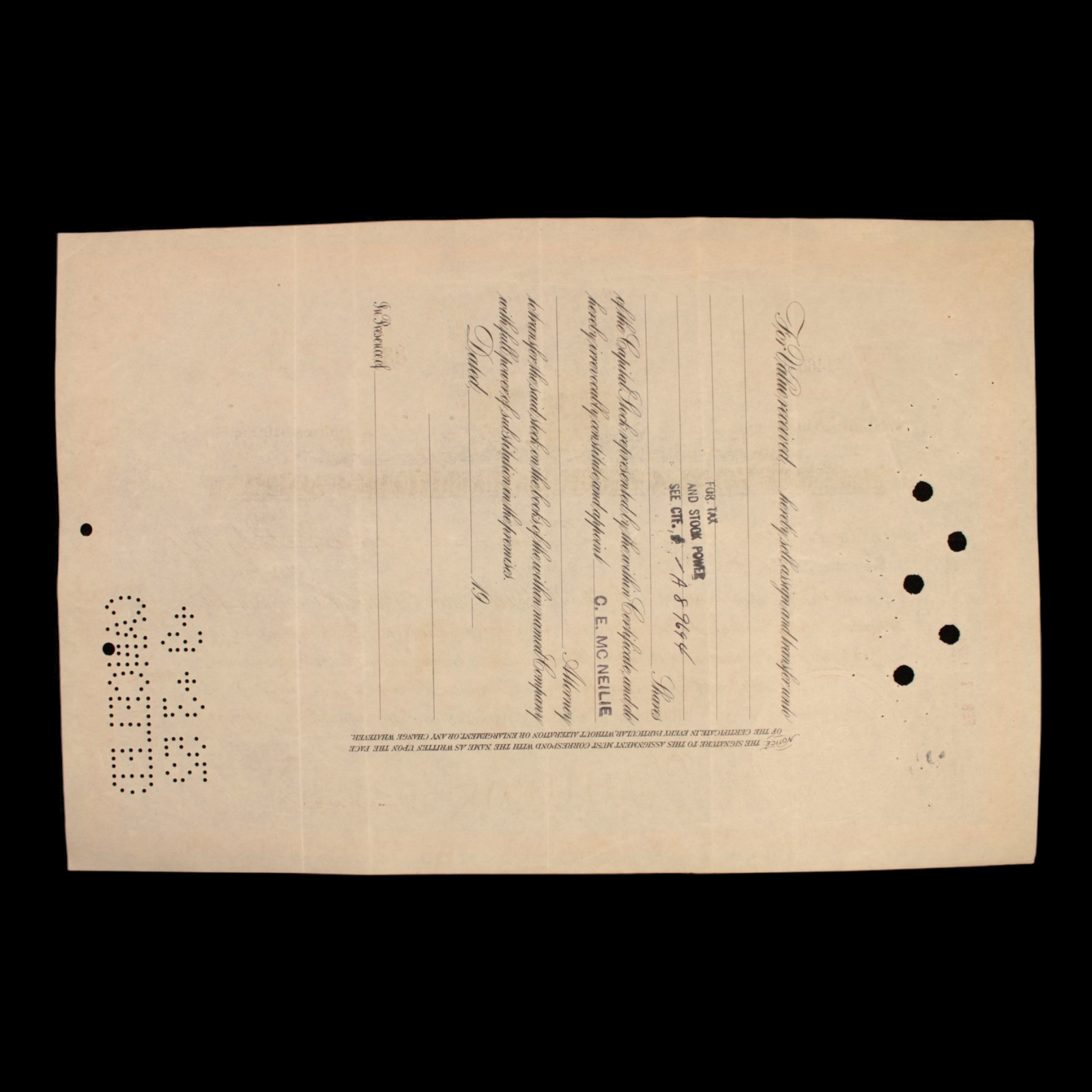 New York Central Railroad Stock Certificate - 1920s to 1930s - Eastern United States