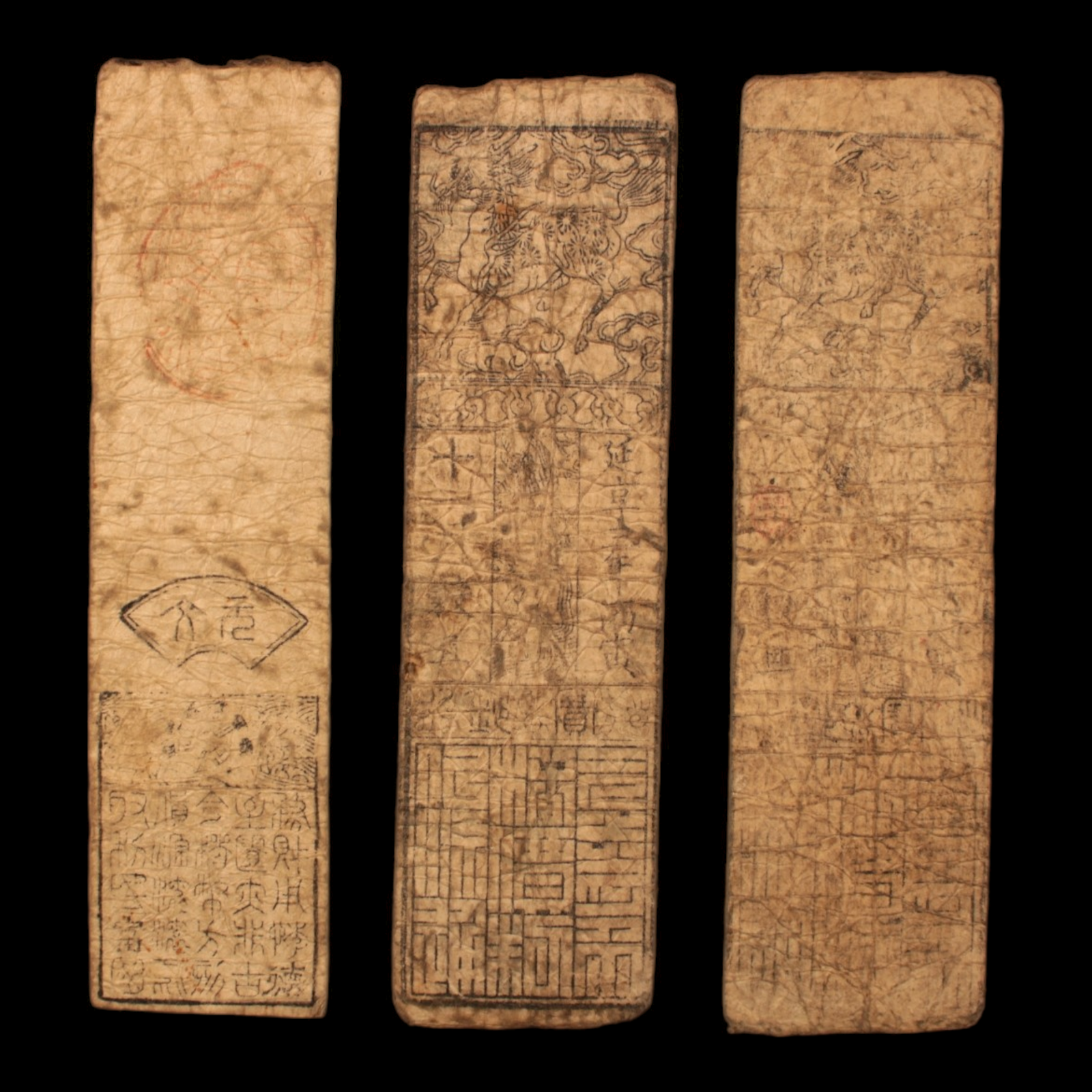 Lot of 3 Hansatsu, Paper Money - c. 1750 to 1870 CE - Japan