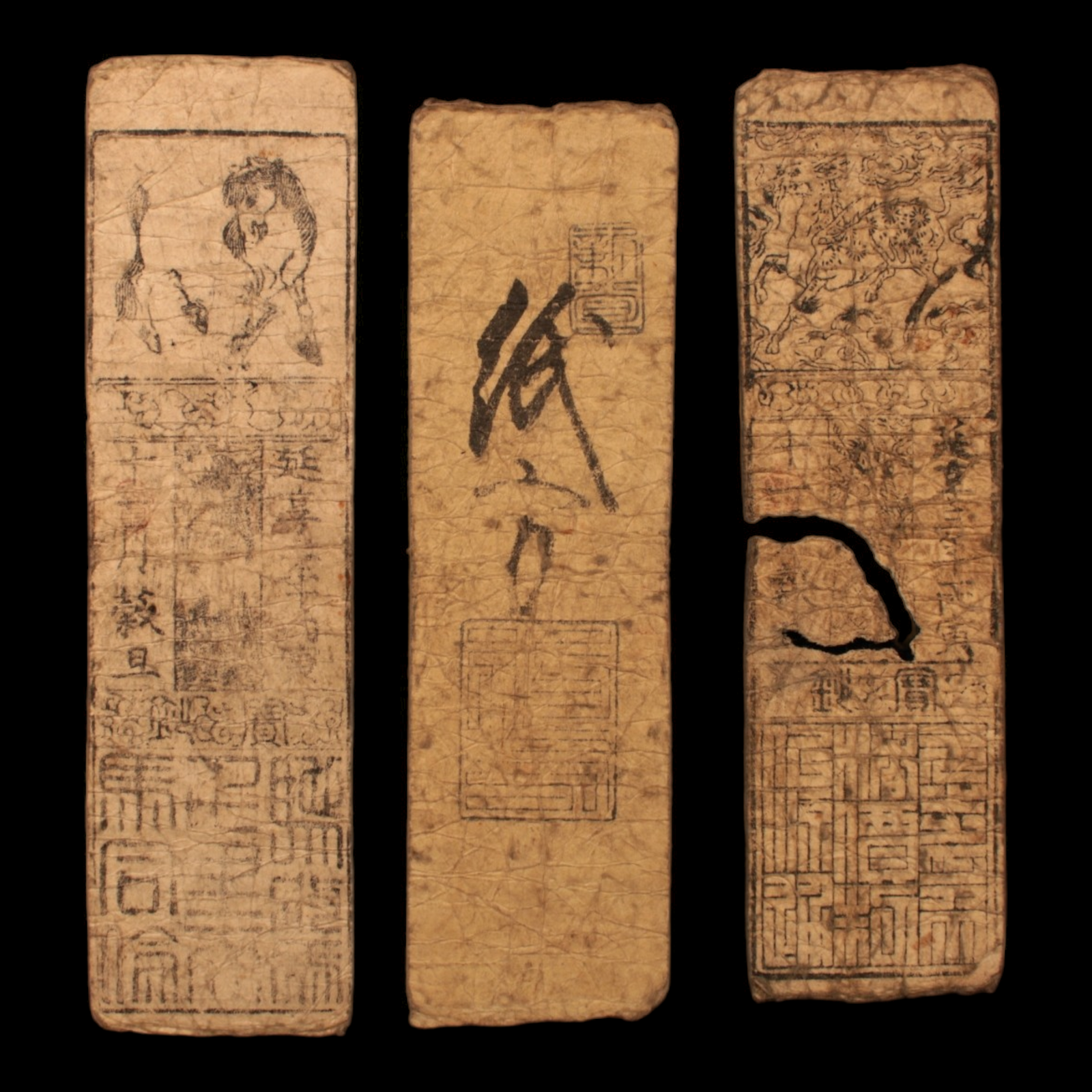 Lot of 3 Hansatsu, Paper Money - c. 1750 to 1870 CE - Japan