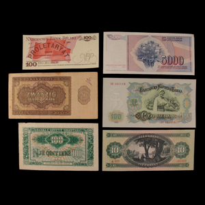 Iron Curtain Collection, Six Communist Banknotes - 1948 to 1988 - Cold War