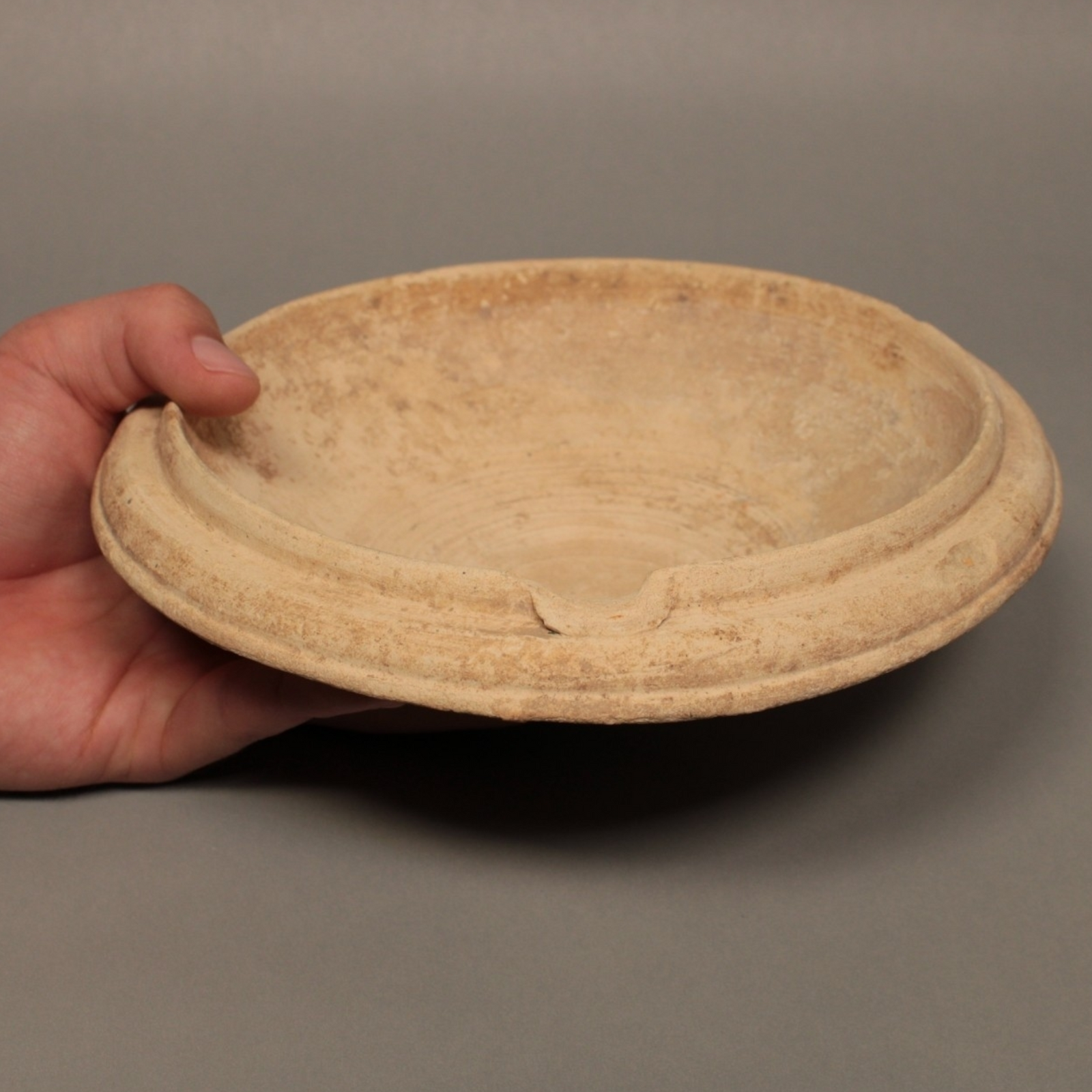 Roman Terracota Buffware Bowl with Spout, 7.4 inch - c. 1 to 400 CE - Roman Empire - 10/10/23 Auction