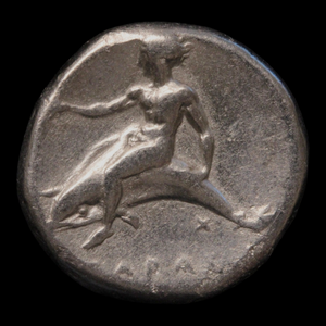 Tarentum, Greek Didrachm, Horseman & Taras Riding Dolphin - c. 380 to 340 BCE - Magna Graecia, Italy