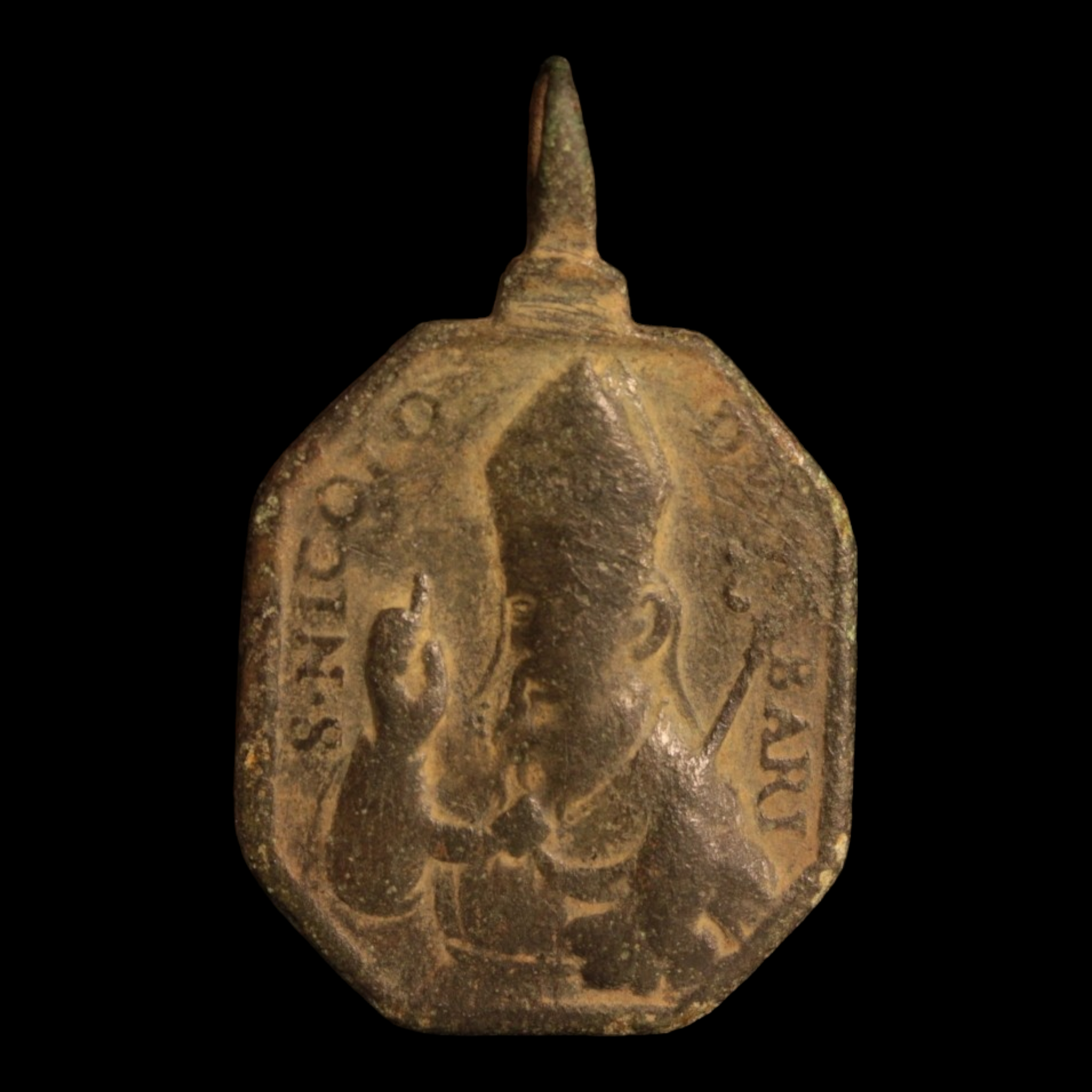 Religious Medal, Catholic Church, St. Nicholas, 33mm - 1500s to 1700s - Spanish Empire
