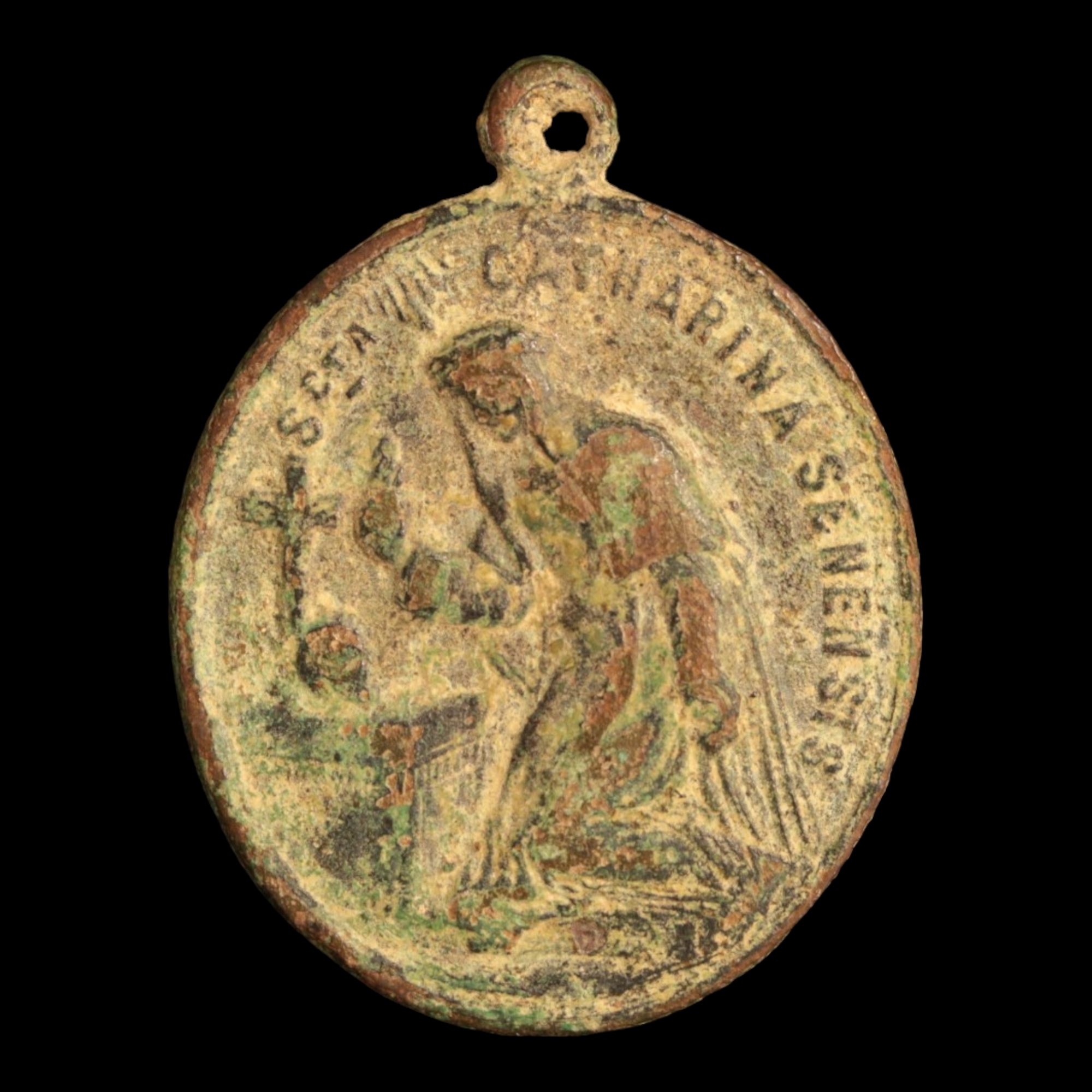Religious Medal, Catholic Church, St. Catherine of Siena, 36mm - 1500s to 1700s - Spanish Empire