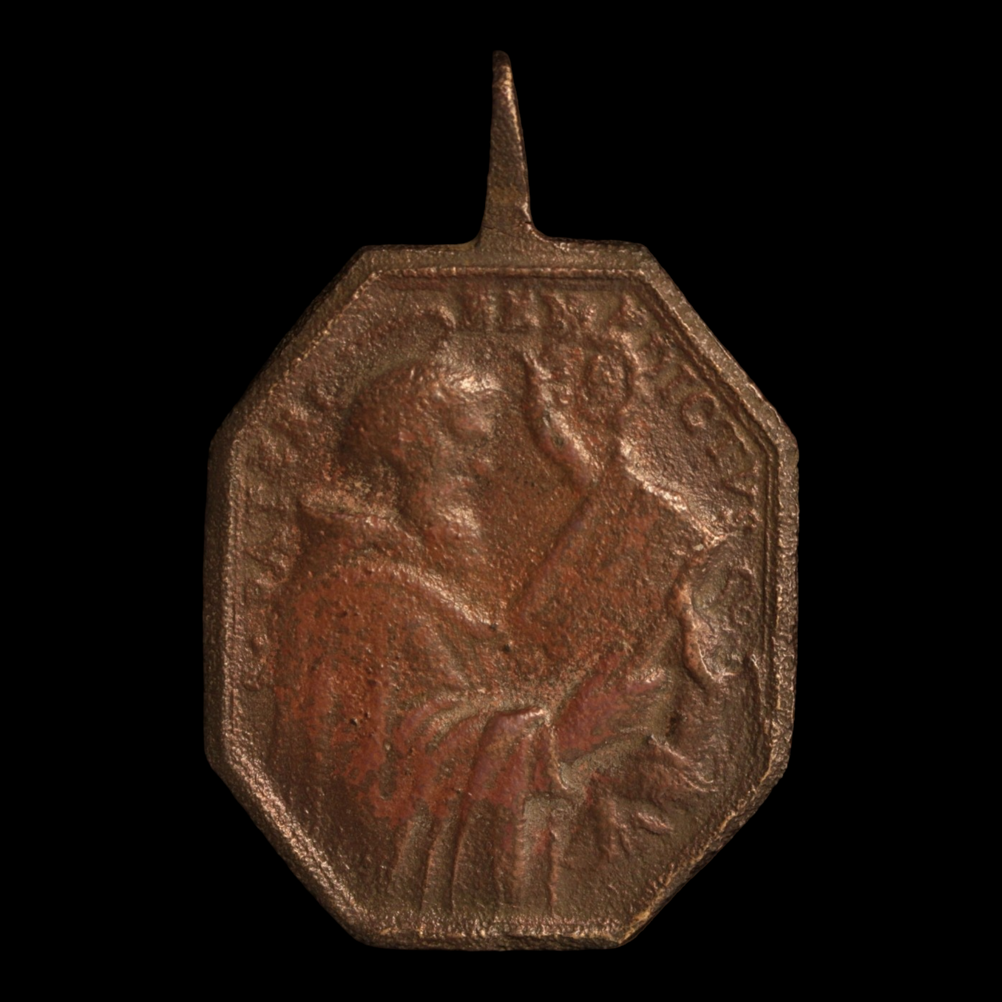 Religious Medal, Catholic Church, St Benedict of Nursia, 47mm - 1500s to 1700s - Spanish Empire