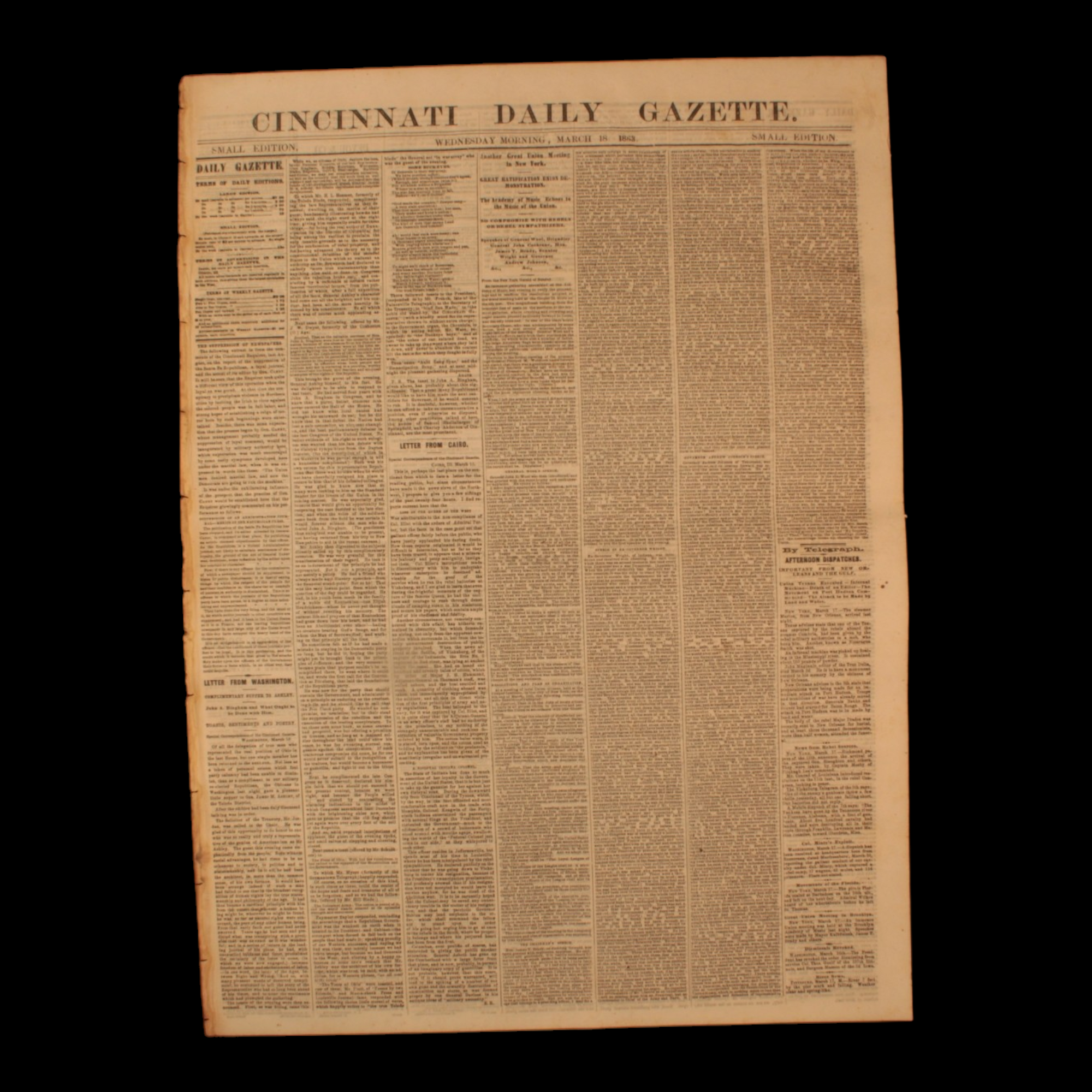 Cincinnati Daily Gazette, Civil War Issues