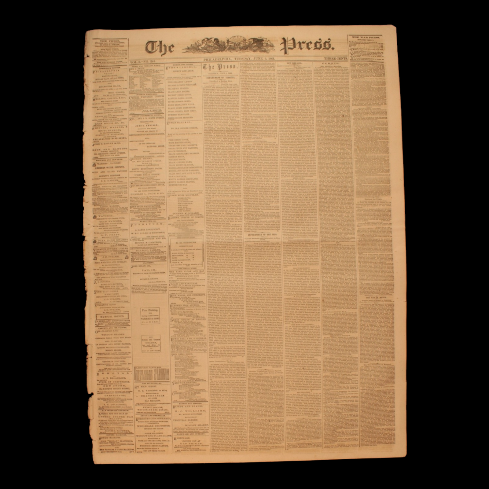 The Philadelphia Press, Civil War Issues