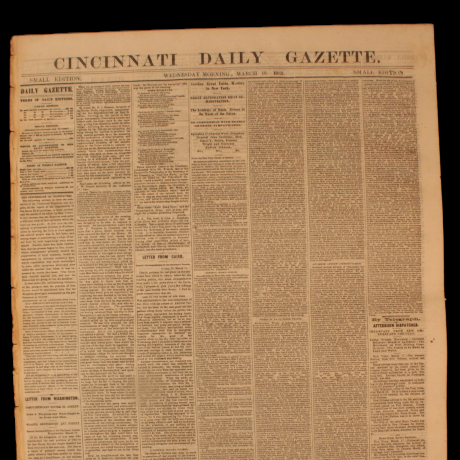 Cincinnati Daily Gazette, Civil War Issues