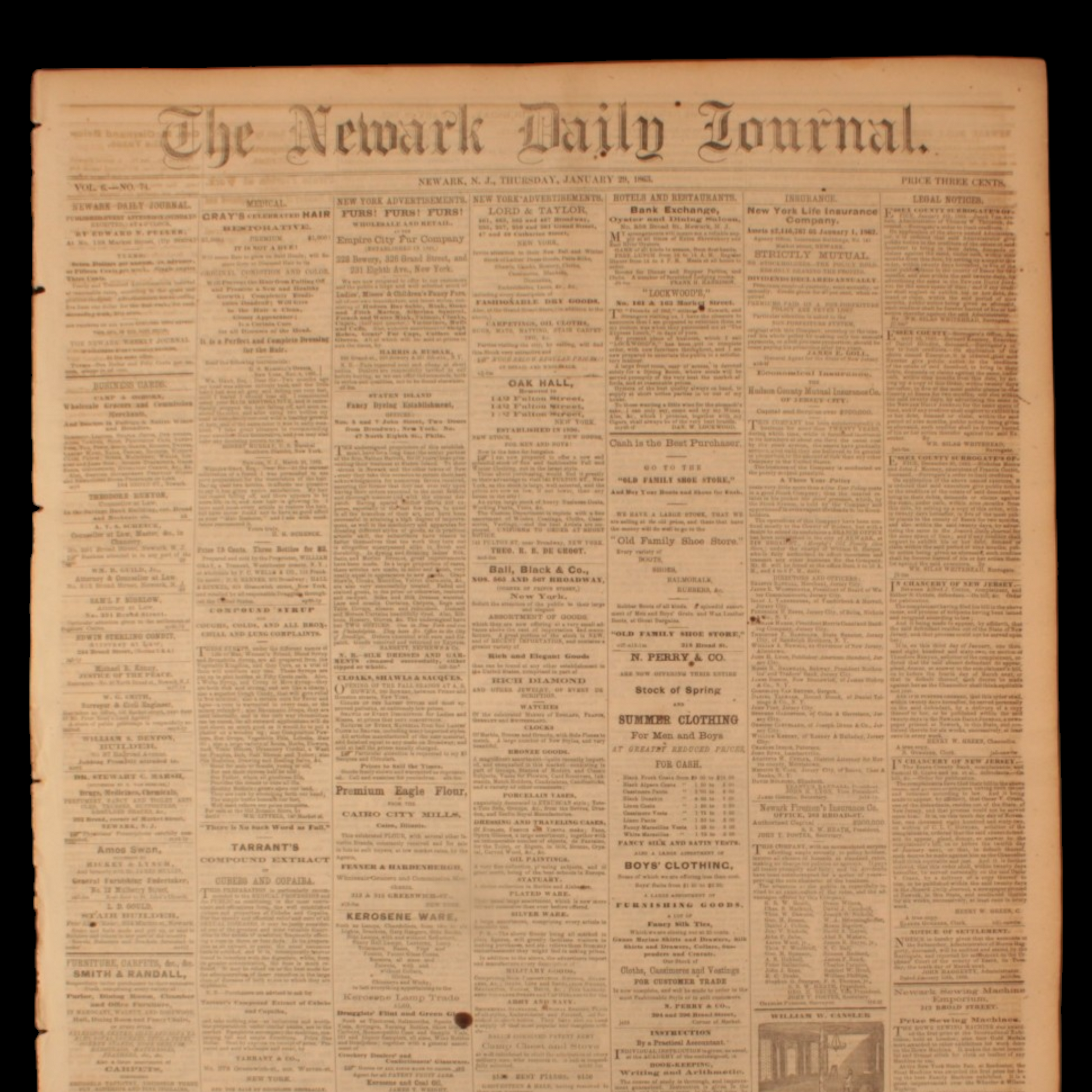 Newark Daily Journal, Civil War Issues