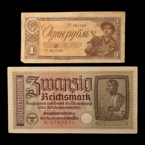 WWII: German & Soviet Banknote Set - 1938 to 1945 - World War II