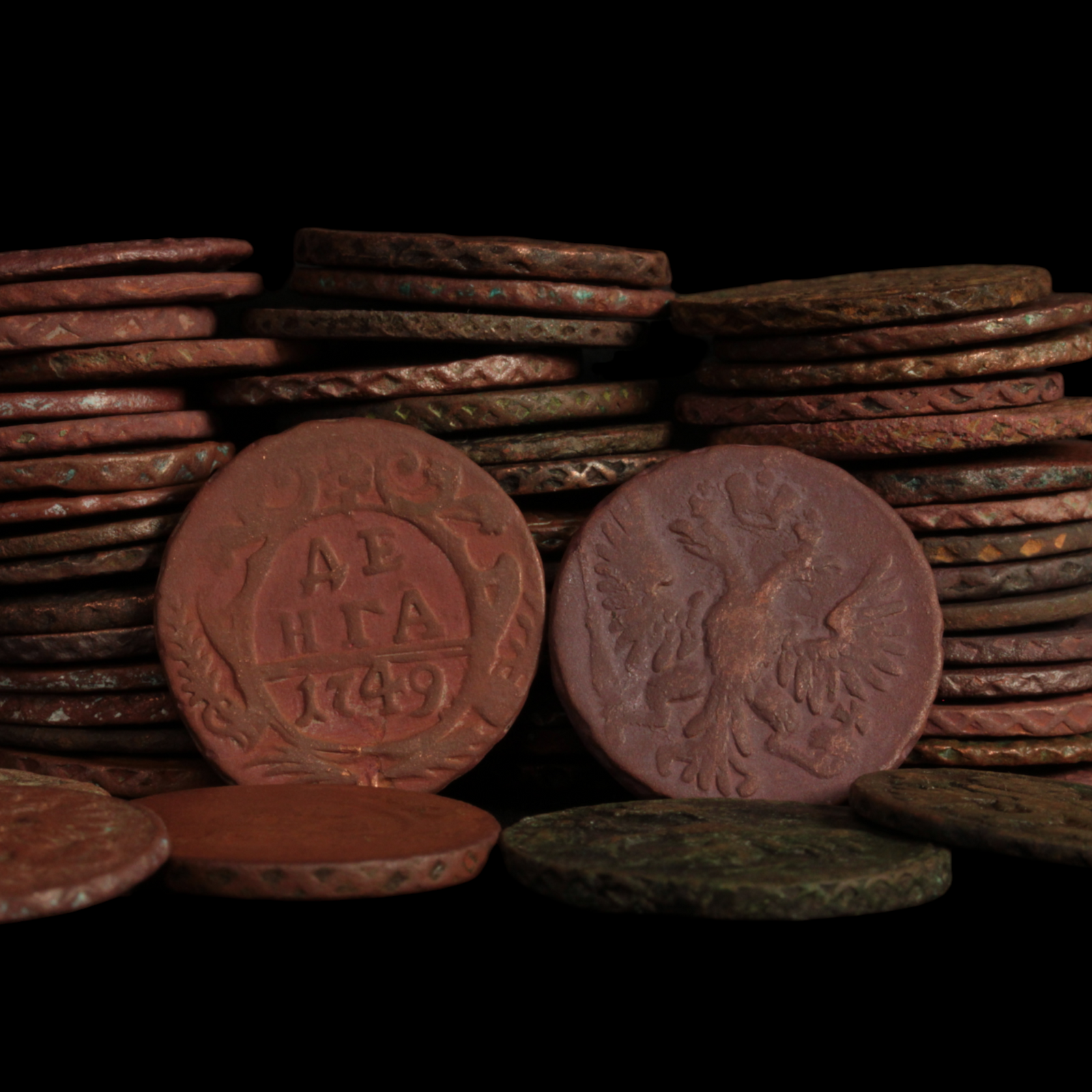 Russia, Anna to Ivan IV, Copper Denga - 1730 to 1754 CE - Russian Empire