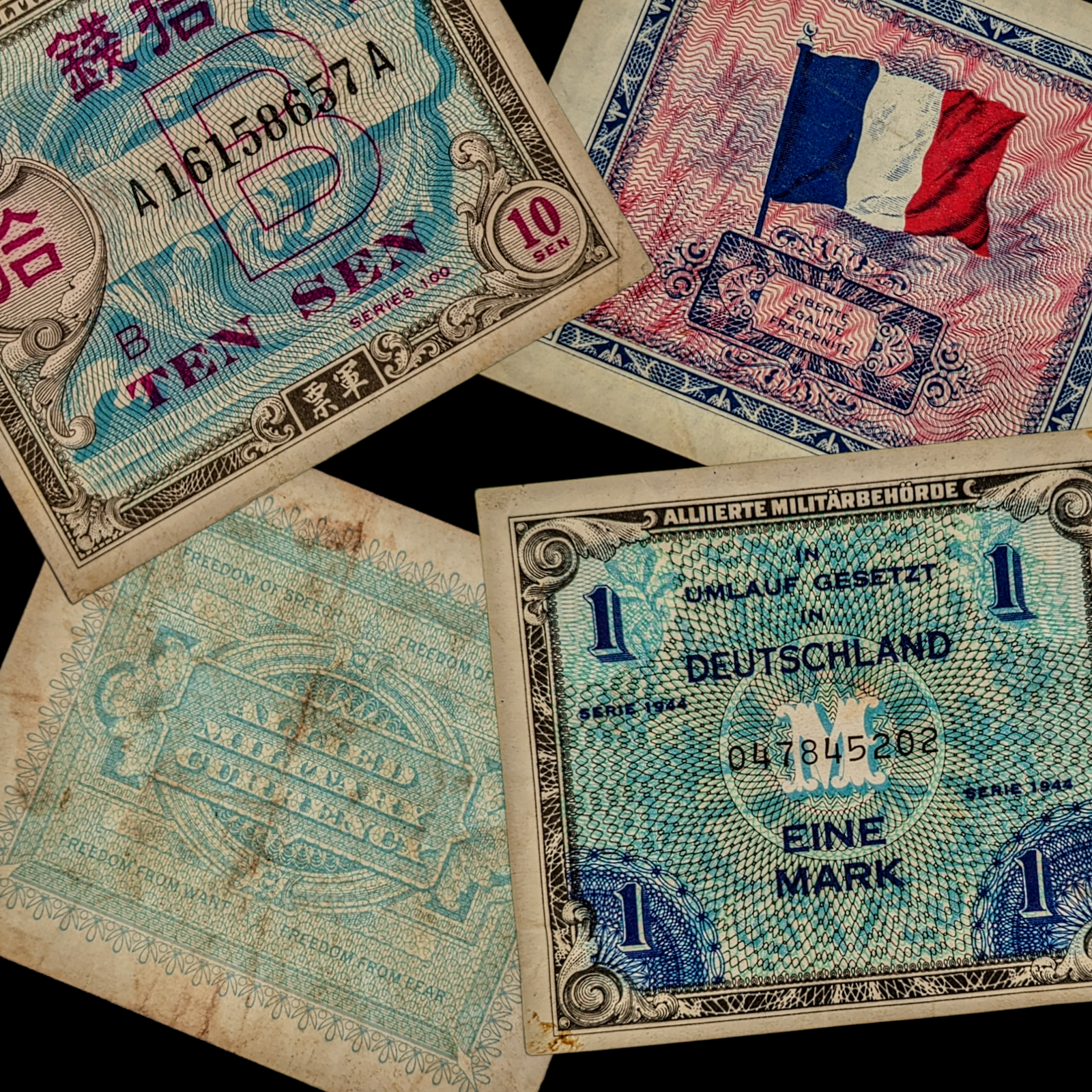 World War II, Allied Military Currency - 1940's - Europe & Japan