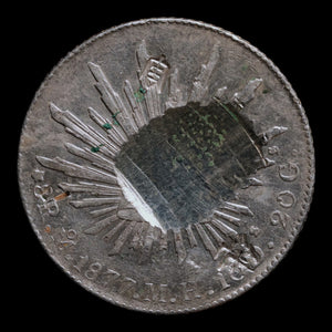 Mexico, Chop Marked Silver 8 Reales, "Piece of Eight" - 1877 CE - Mexico