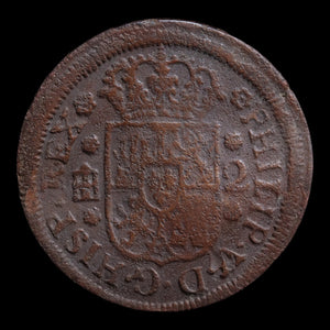 Spain, King Philip V, 2 Maravedis, Segovia Mint - 1745 CE - Spanish Empire