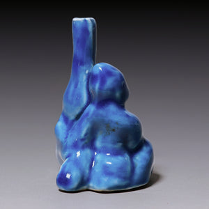 Qing Dynasty, Blue Glazed Incense Burner (Man & Gourd Drinking Bottle)
