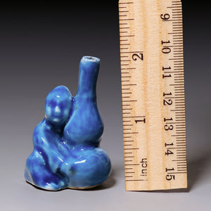 Qing Dynasty, Blue Glazed Incense Burner (Man & Gourd Drinking Bottle)