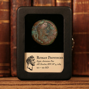 Egypt, Alexandria, Emperor Antoninus Pius, AE Unit, Triptolemus Pulled by Serpents - 150 to 151 CE - Roman Provinces