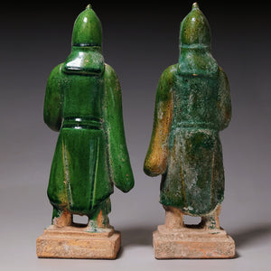Ming Dynasty, Pair of Mingqi Pottery Figurines