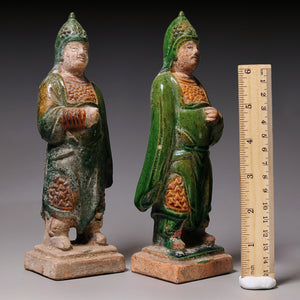 Ming Dynasty, Pair of Mingqi Pottery Figurines