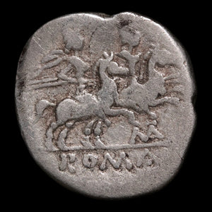 Roman Republic, Issuer M, AR Denarius, Roma & Dioscuri - 208 BCE - Roman Republic
