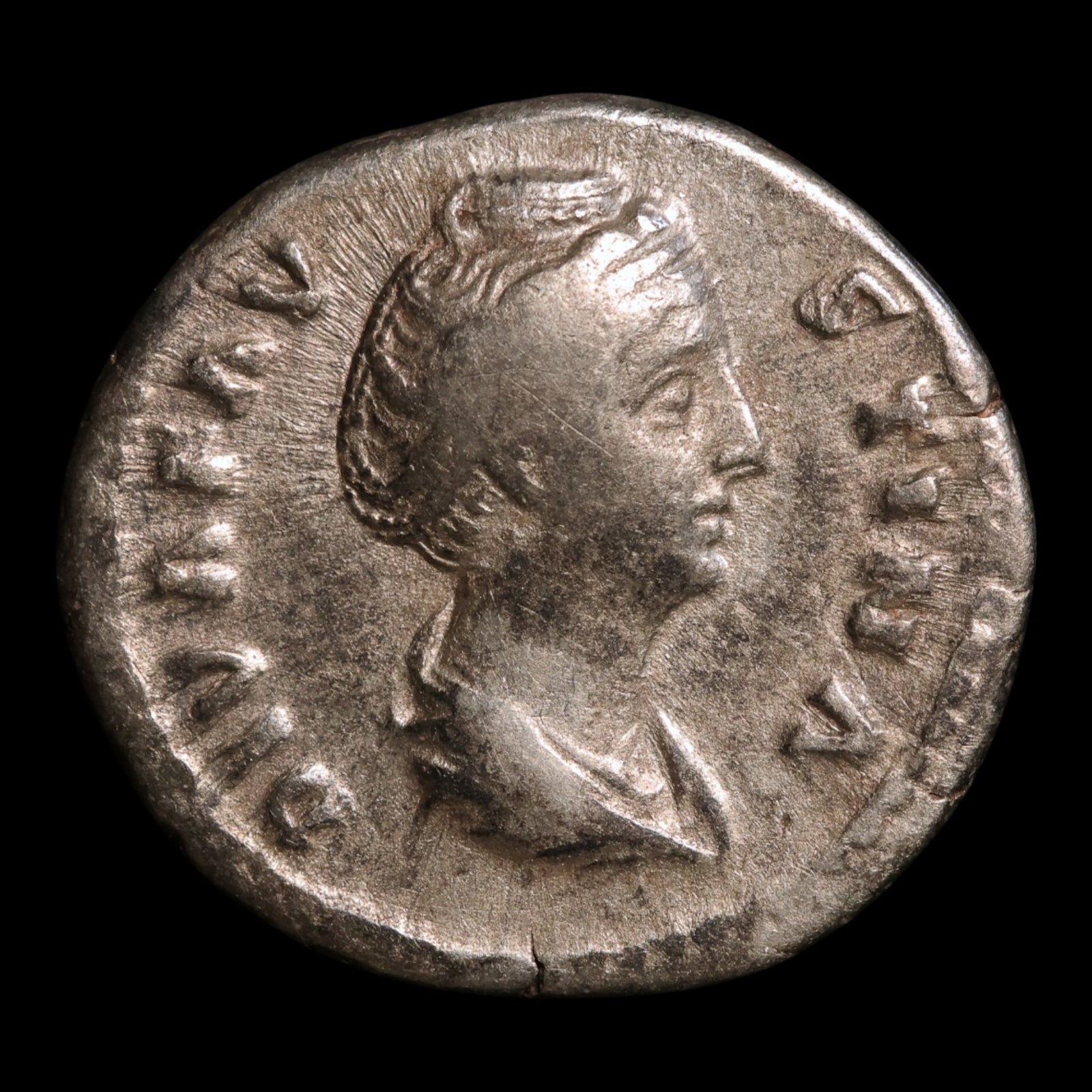 Rome, Faustina the Elder, AR Denarius, Fortuna (Goddess of Fortune) - 141 CE - Roman Empire