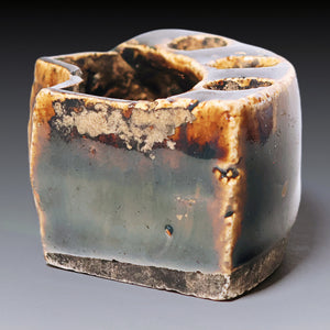 Qing Dynasty, Dark Glazed Ceramic Calligraphy Brush Holder