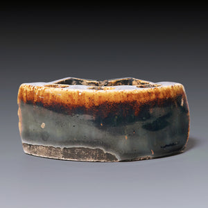 Qing Dynasty, Dark Glazed Ceramic Calligraphy Brush Holder