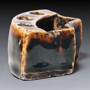 Qing Dynasty, Dark Glazed Ceramic Calligraphy Brush Holder