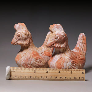 Tang Dynasty, Pair of Mingqi Terracotta Chicken Figures