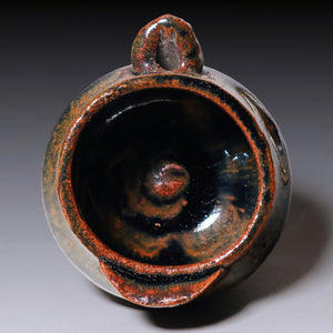 Qing Dynasty, Brown Glazed Ceramic Oil Lamp