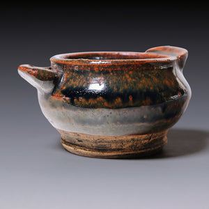 Qing Dynasty, Brown Glazed Ceramic Oil Lamp