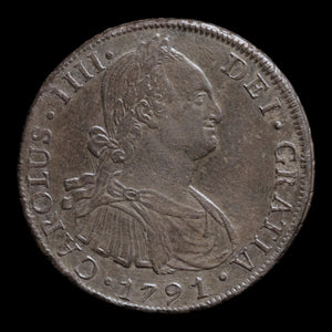 Spanish Empire, Peru, King Charles IV, 8 Reales, "Piece of Eight" - 1791 CE - Spanish Empire