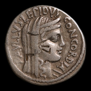 Roman Republic, L. Aemilius Lepidus Paullus, AR Denarius, Concordia - 62 BCE - Roman Republic