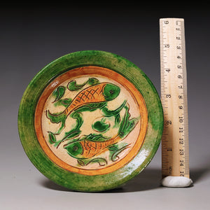 Ming Dynasty, Sancai Glazed Plate with Fish Design