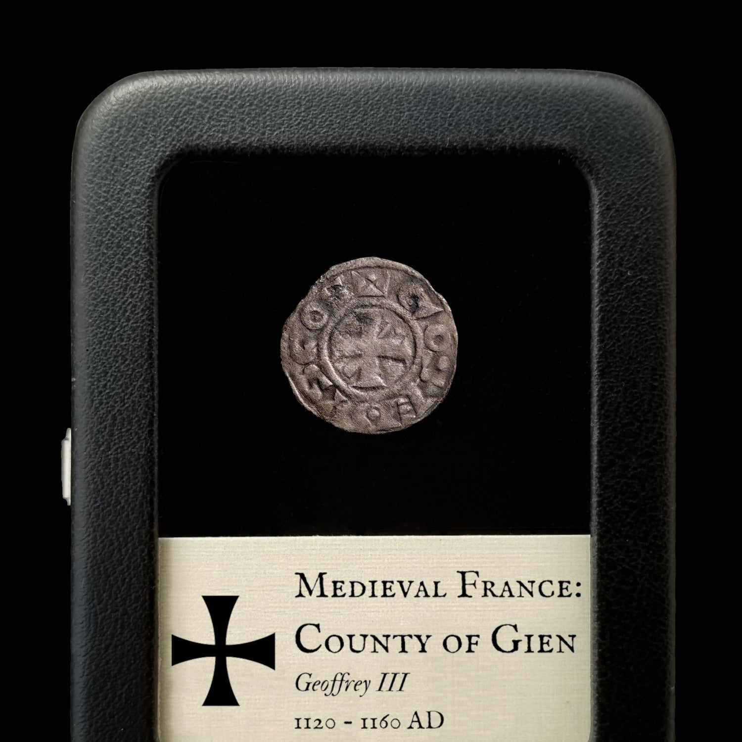 French States, County of Gien, Geoffrey III, Silver Denier - 1120 to 1160 CE - Medieval Europe