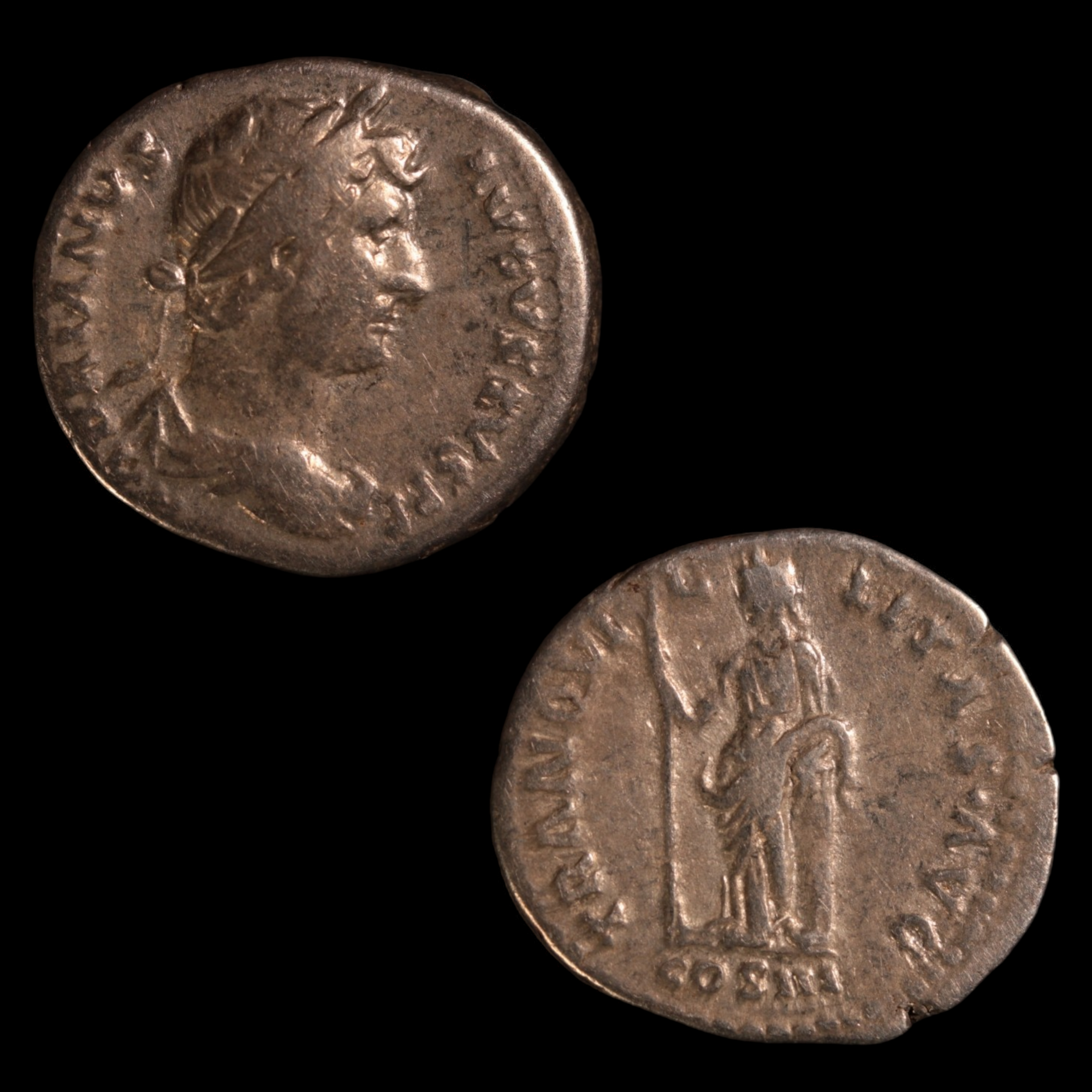 Denarius, Emperor Hadrian, Tranquilias Reverse - 128 to 129 CE - Roman Empire - Auction 9/6/23