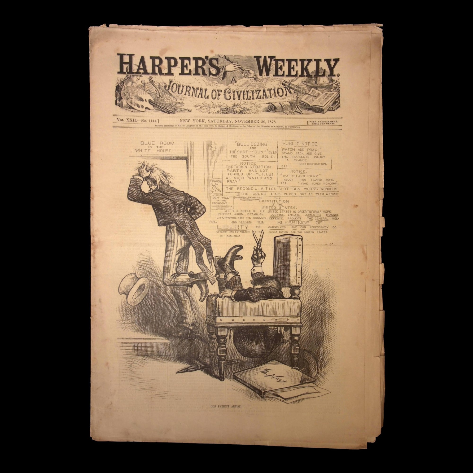 Harper's Weekly: Uncle Sam Cover, Illustrations from Turkey, Afghanistan, Europe — Nov. 30th, 1878