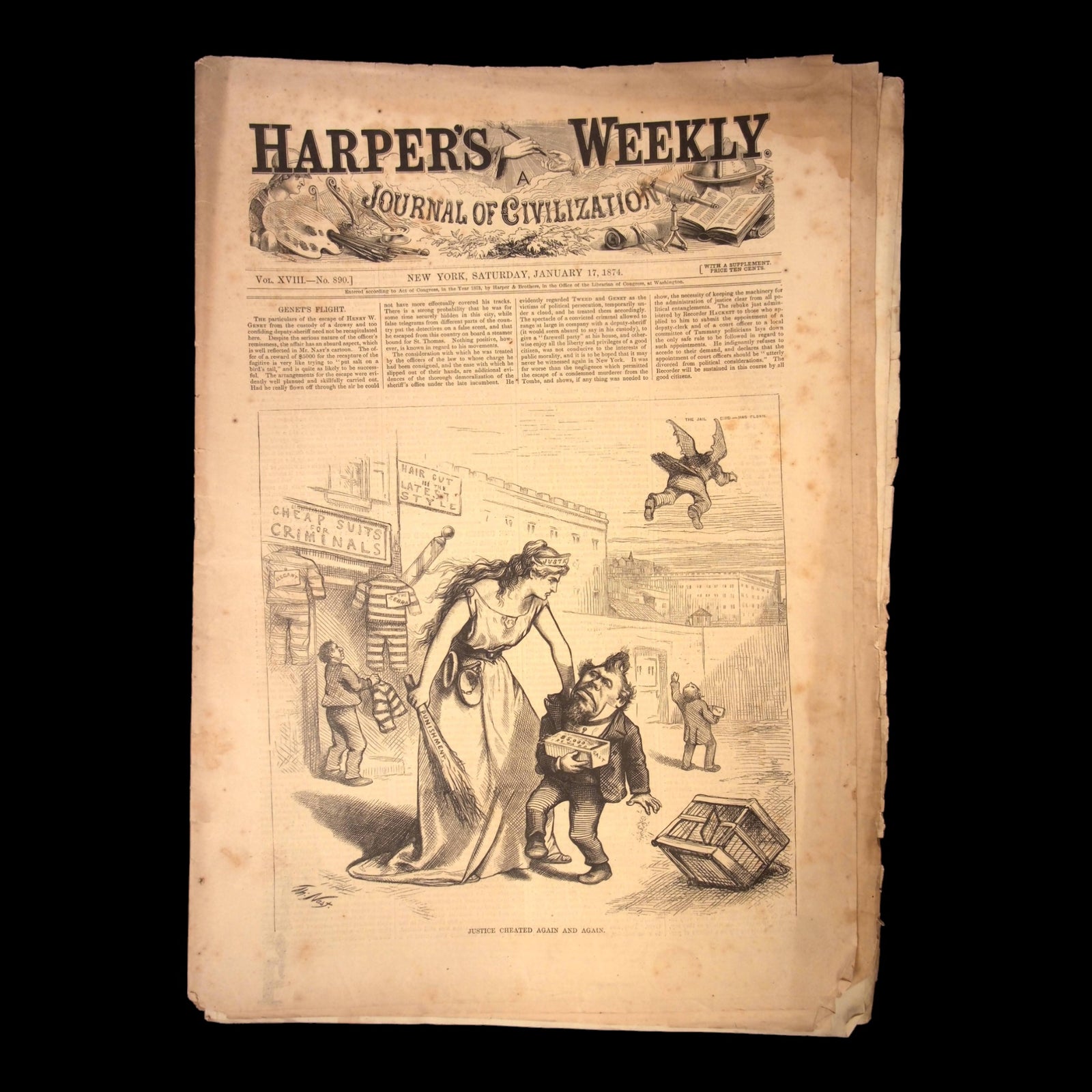 Harper's Weekly: Virginius Affair, Scene in a Russian Church, Holiday Illustrations — Jan. 17th, 1874