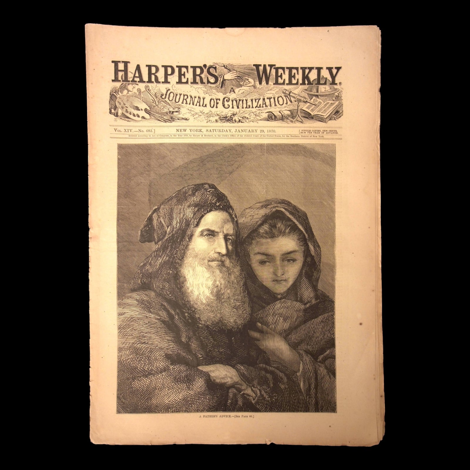 Harper's Weekly: "A Father's Advice," Articles on Cuba, India, Paraguay, & Vatican — Jan. 29th, 1870