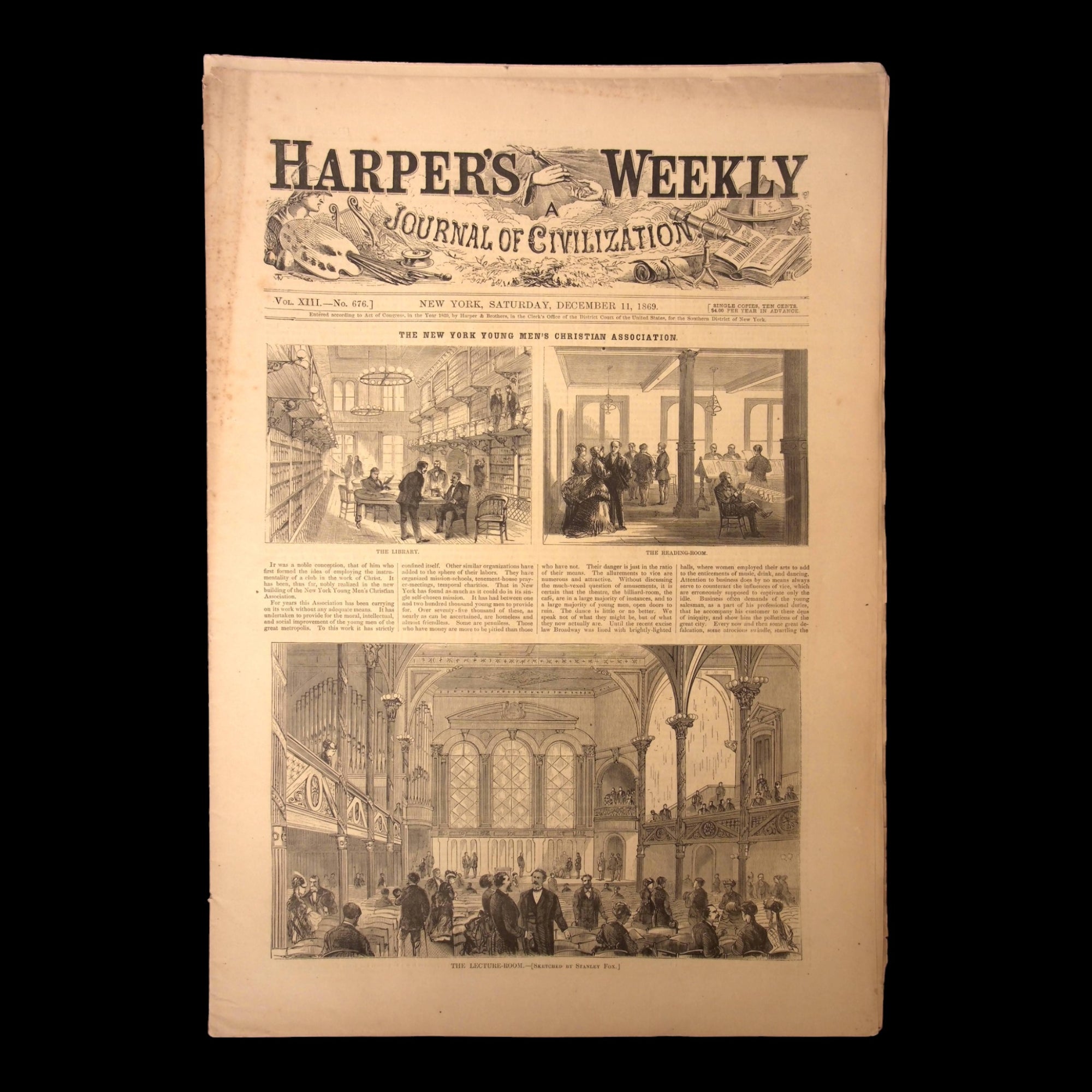 Harper's Weekly: YMCA, Centerfold of St. Peter's Basilica, Dairy Industry — Dec. 11th, 1869