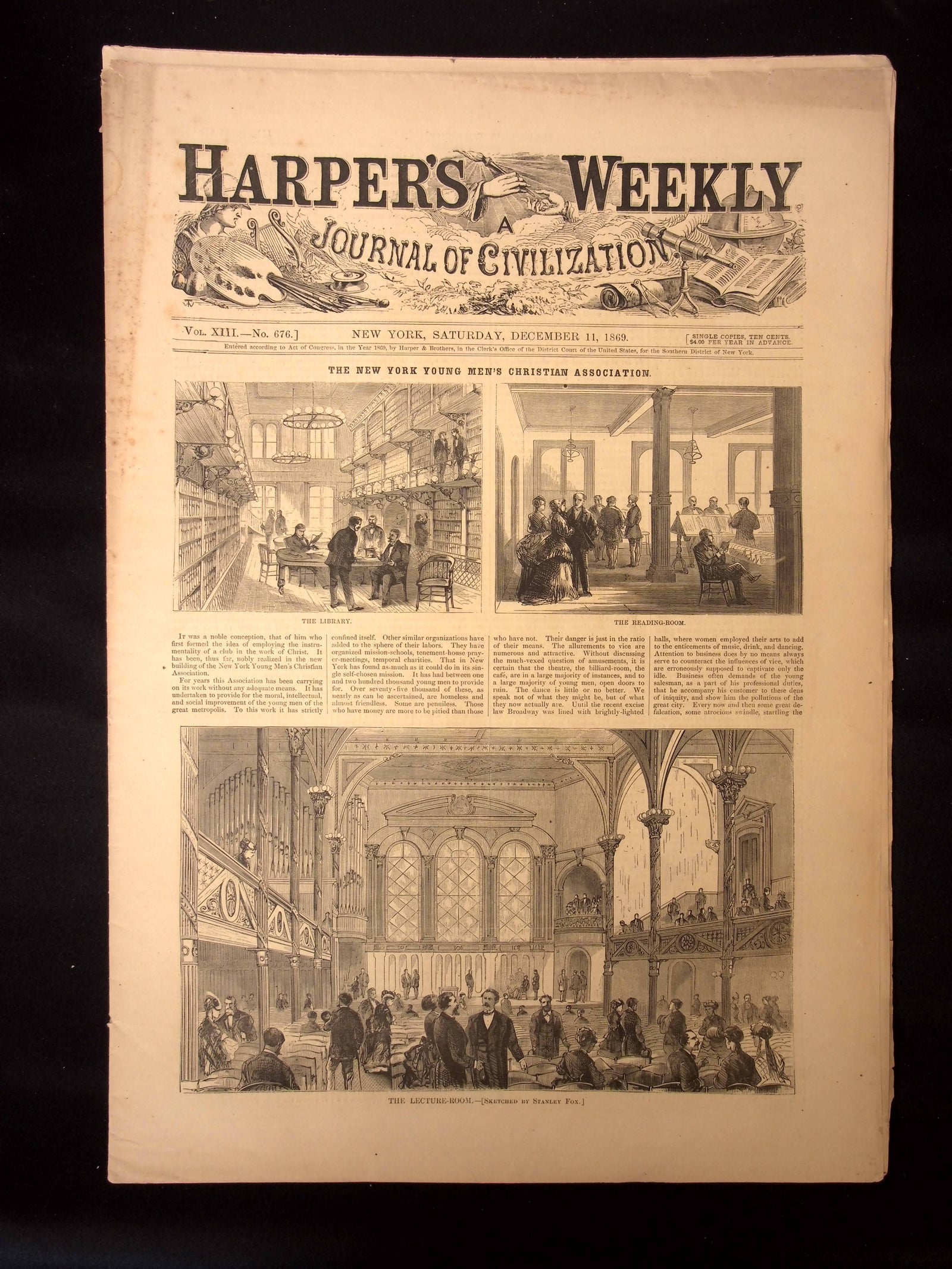 Harper's Weekly: YMCA, Centerfold of St. Peter's Basilica, Dairy Industry — Dec. 11th, 1869