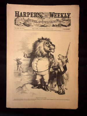 Harper's Weekly: Lion & Unicorn Cartoon, Circus Tent, Historical Italian Convent — June 6th, 1875