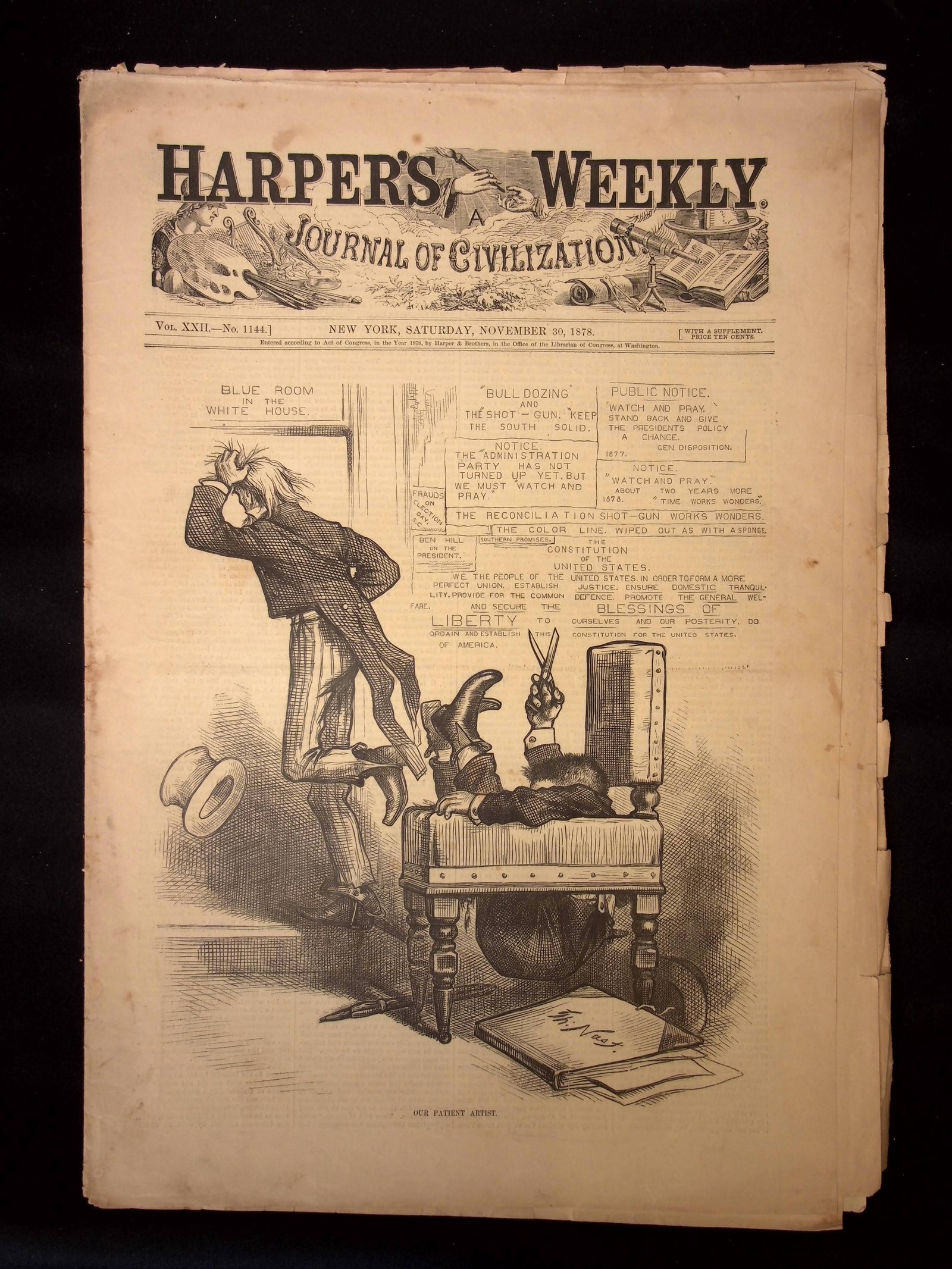 Harper's Weekly: Uncle Sam Cover, Illustrations from Turkey, Afghanistan, Europe — Nov. 30th, 1878