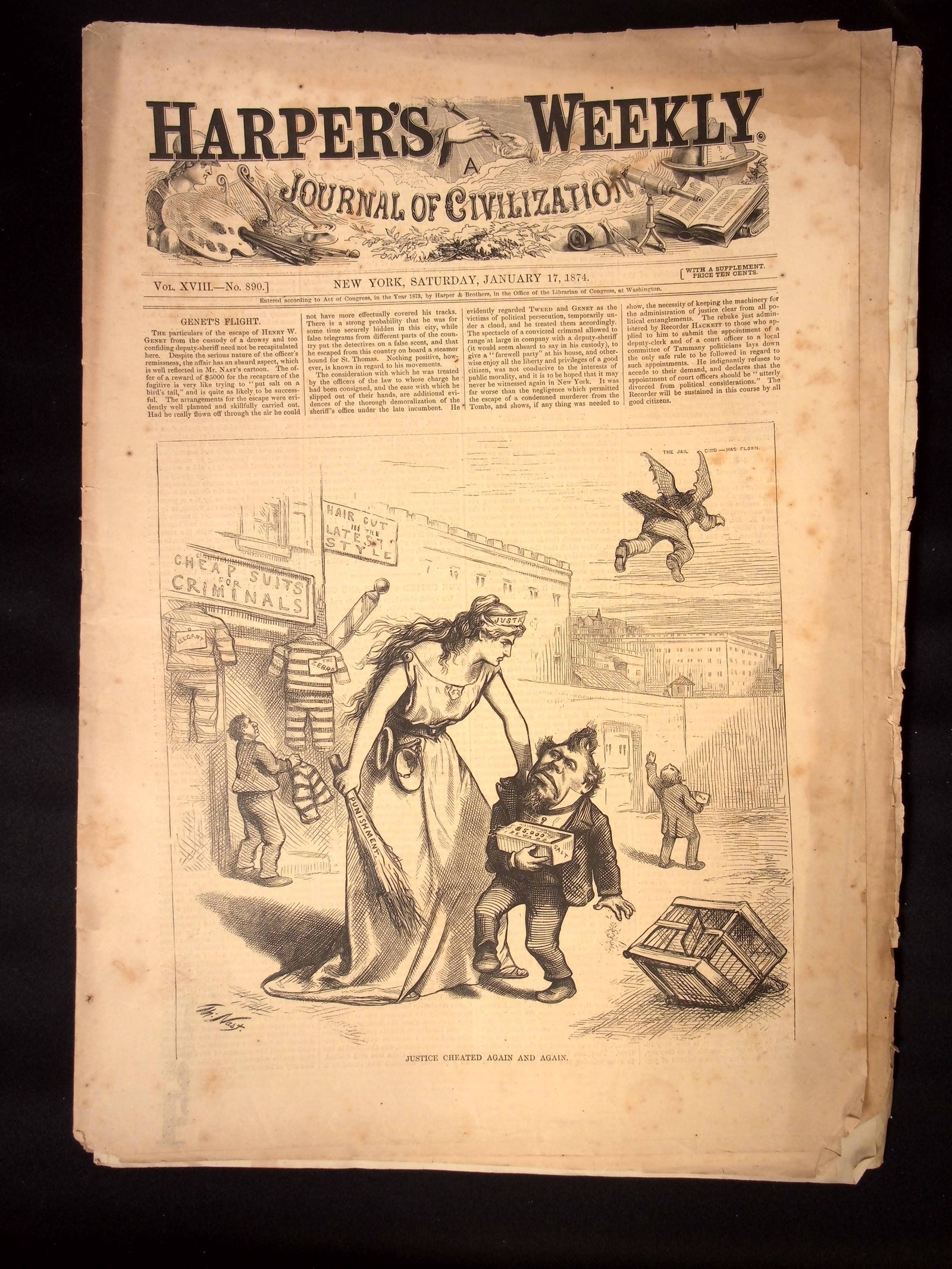 Harper's Weekly: Virginius Affair, Scene in a Russian Church, Holiday Illustrations — Jan. 17th, 1874
