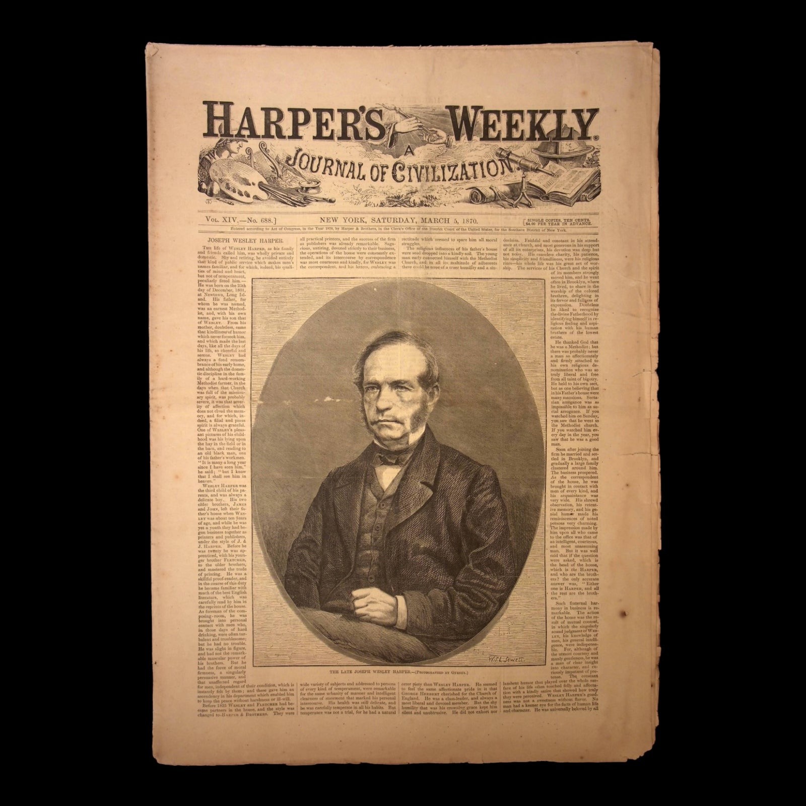 Harper's Weekly: Death of Joseph W. Harper (Publisher), Sewers of Paris, Japanese Ladies — Mar. 5th, 1870