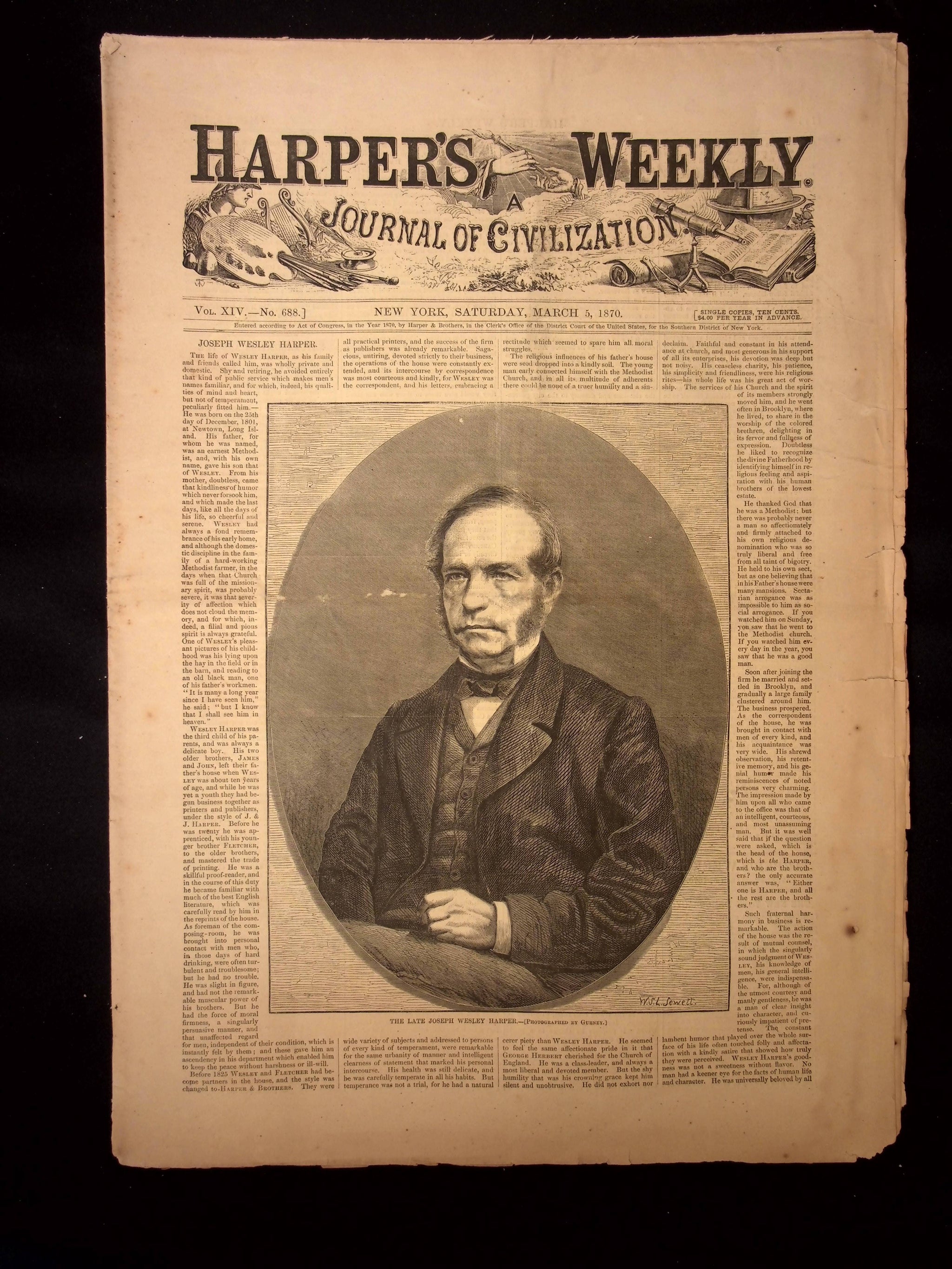 Harper's Weekly: Death of Joseph W. Harper (Publisher), Sewers of Pari ...
