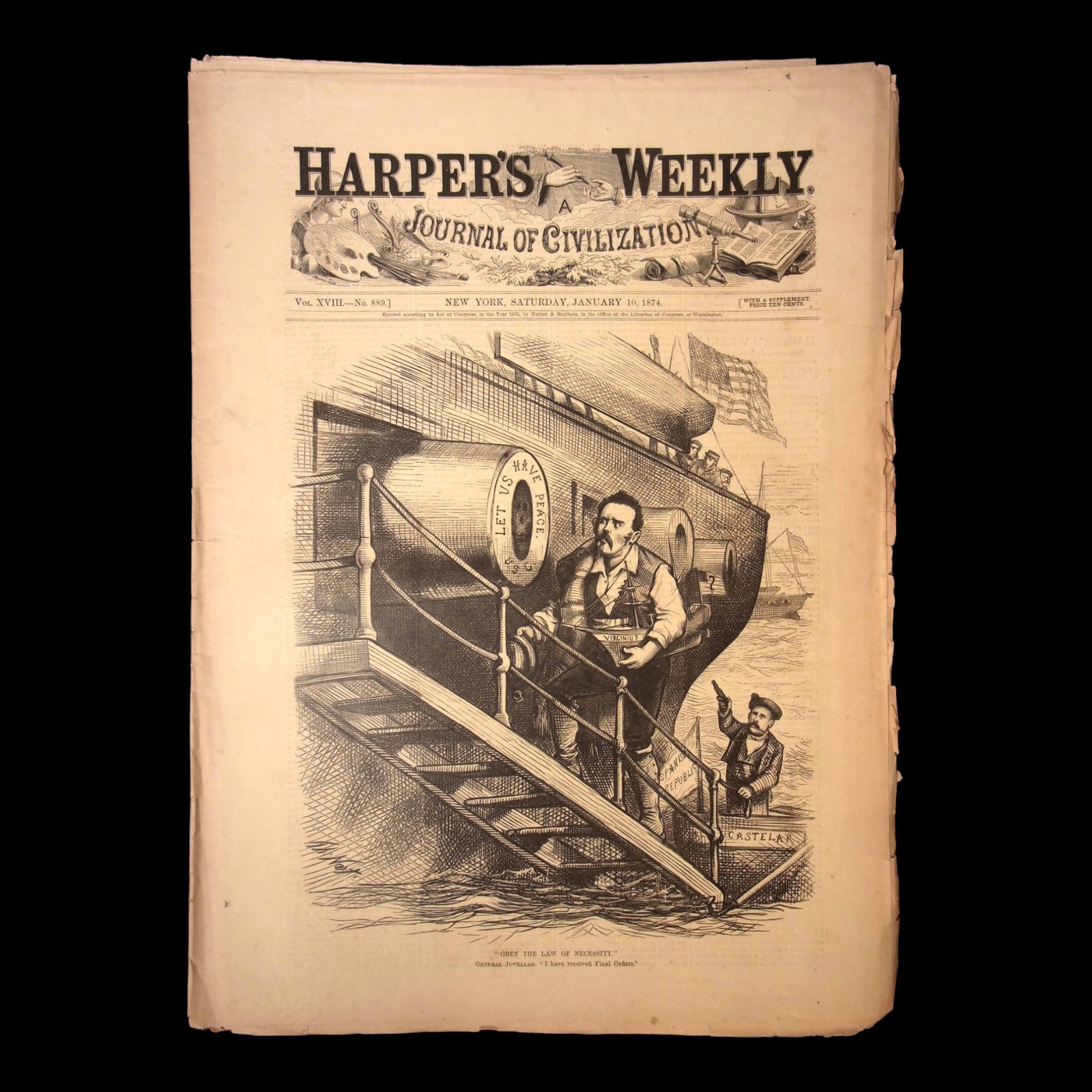 Harper's Weekly: Virginius Affair, Diplomatic Dispute in Cuba, Part of Ten Years War — Jan. 10th, 1874