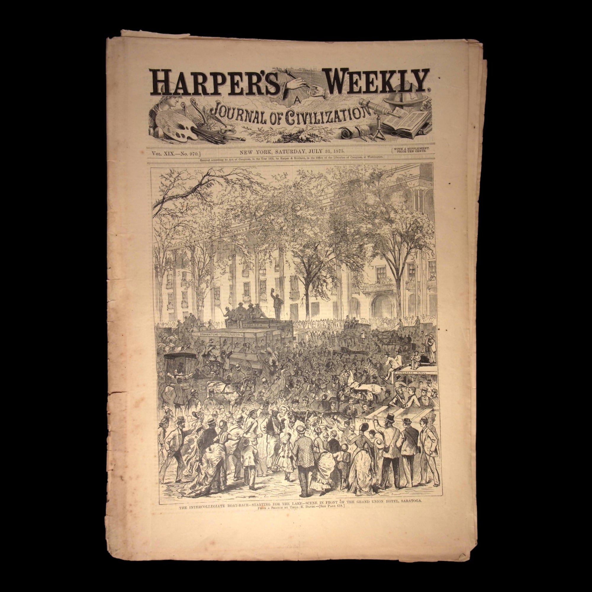 Harper's Weekly: Boat Race in Saratoga, Sketches Life in Southern States  — July 31st, 1875